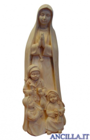 Madonna di Fatima con i tre pastorelli mod.1 legno naturale