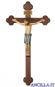 Cristo San Damiano dipinto a olio su croce brunita barocca