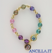 Bracciale elastico multicolore Madonna miracolosa e Santa Teresa