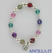 Bracciale elastico multicolore Madonna miracolosa e Santa Teresa