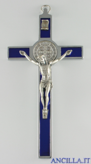 Croce-medaglia di San Benedetto in metallo intarsio smalto