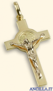 Croce-medaglia di San Benedetto oro 18kt