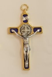 Croce-medaglia di San Benedetto ottone bagno oro