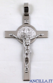Croce-medaglia di San Benedetto argento rodiato