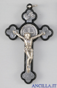 Croce gotica legno e smalto argento