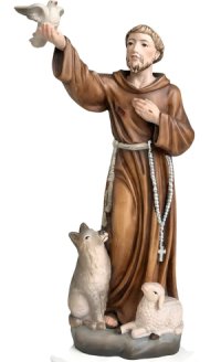 San Francesco d'Assisi con lupo, agnello e colomba
