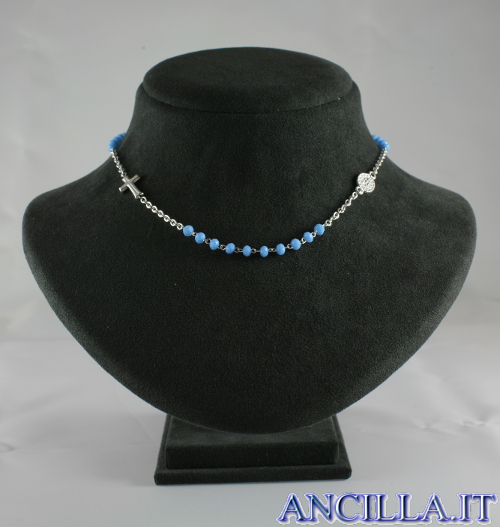 Avalaya Collana Girocollo In Cristallo Verde Insalata - Tono Argento, Lunghezza 35cm +11cm, Chiusura A Moschettone